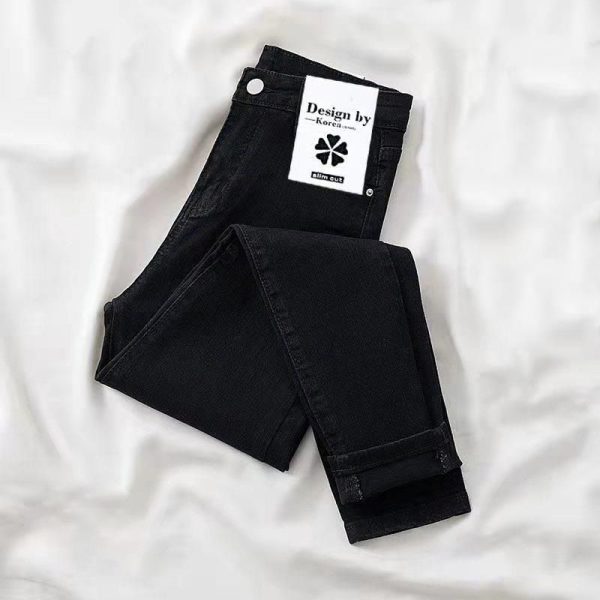 Women Jeans High Waist Cotton Stretch Grey Blue and Gray 34 - Image 4