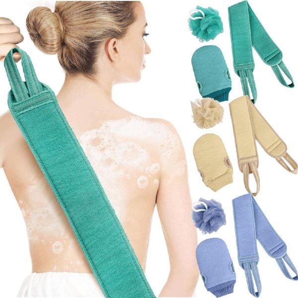 3PCS Exfoliating Loofah Back Scrubber Shower Set, Double-Sided Body Exfoliator Bath Shower Scrubber for Women Men, Scrubber to Deep Clean Relax Your Body