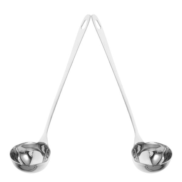 2Pcs Stainless Steel Ladle with Dual Spout for Serving Soup Gravy and Sauce