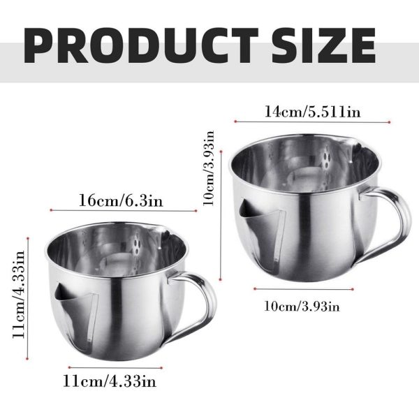 500ml Gravy and Sauce Separator with Dual Spout Design, Stainless Steel Fat Strainer for Broth, Soup, Stew, Hot Pot, Cool Touch Handle - Image 3