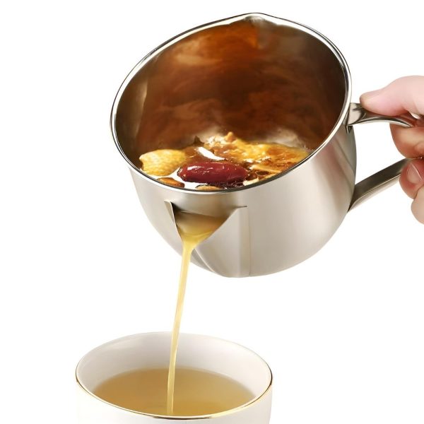 500ml Gravy and Sauce Separator with Dual Spout Design, Stainless Steel Fat Strainer for Broth, Soup, Stew, Hot Pot, Cool Touch Handle - Image 5