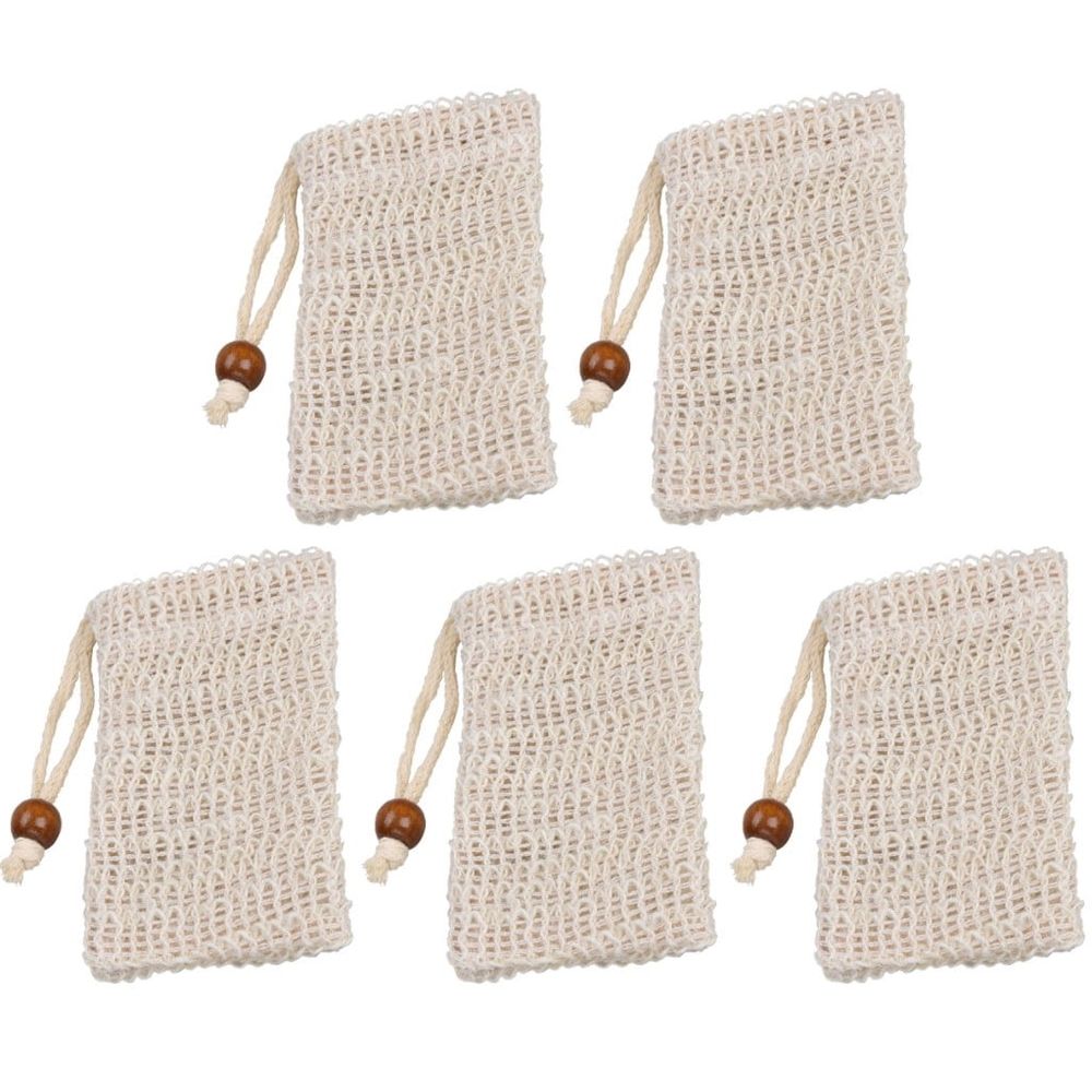 5-Pack Natural Sisal Soap Saver Bag, Organic Soap Pouch for Exfoliating Lather, Bar Soap Holder – Air Dry Soap Bag for Shower