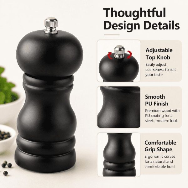 Solid Wood Pepper Powder Grinder Black Pepper and Sichuan Pepper Ground Manual Grinder - Image 4