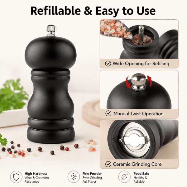 Solid Wood Pepper Powder Grinder Black Pepper and Sichuan Pepper Ground Manual Grinder - Image 5