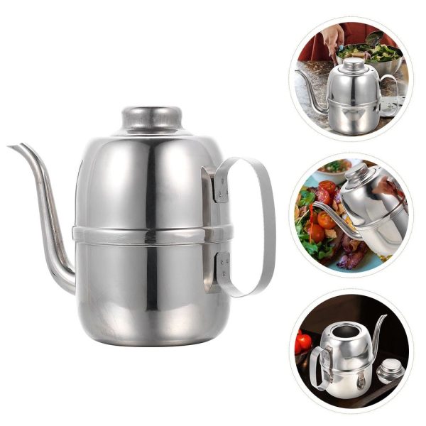 Kitchen Oil Bottle Stainless Steel Olive Oil Dispenser with Dust Proof Lid and Smooth Surface