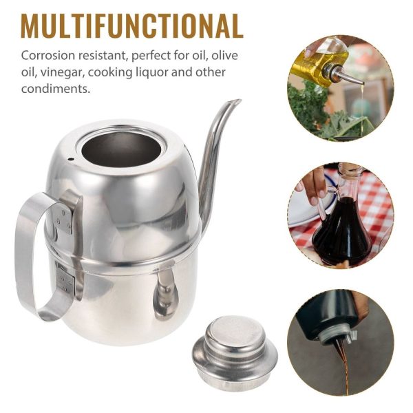Kitchen Oil Bottle Stainless Steel Olive Oil Dispenser with Dust Proof Lid and Smooth Surface - Image 2