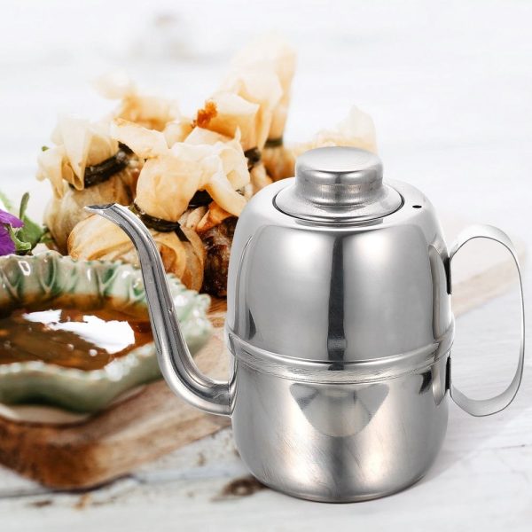 Kitchen Oil Bottle Stainless Steel Olive Oil Dispenser with Dust Proof Lid and Smooth Surface - Image 4