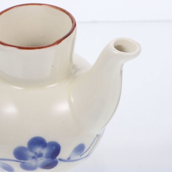 White Ceramic Seasoning Pot Creamer Dispenser for Syrup, Oil, Sauce, and Liquid Condiments with Decorative - Image 5