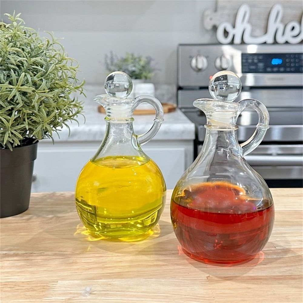 Glass Oil and Vinegar Cruets, Glass Oil and Vinegar Dispenser with Airtight Stopper, Glass Condiment Container for Homemade Oil, Salad Dressing