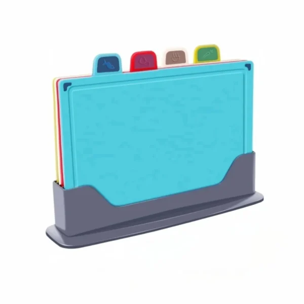 CARLA HOME 4 Pcs Colour Coded Cutting Board Set with Stand for Kitchen Organisation - Image 10