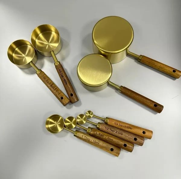 Stainless Steel Measuring Cups and Spoons Set, Cooper Finish, 8-Piece for Baking and Cooking - Image 9