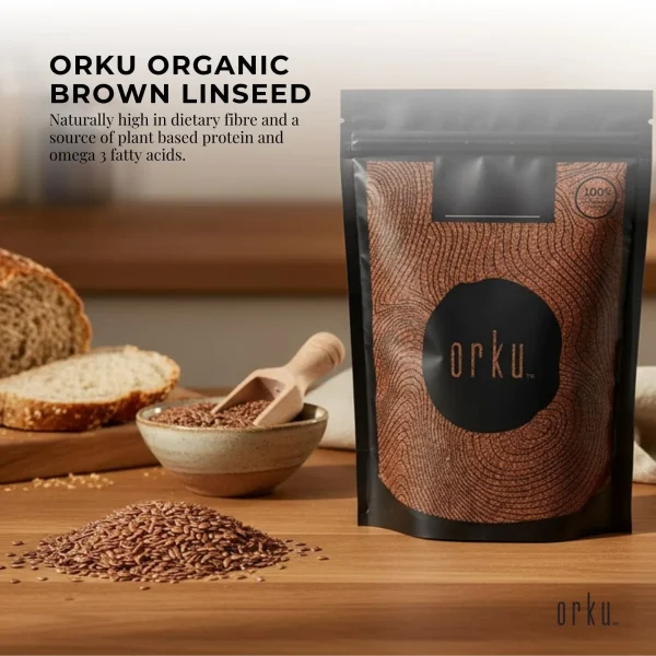 Orku 1Kg Organic Brown Linseed Flaxseed Whole Grain Non GMO - Image 2
