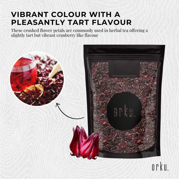 Orku 50g Organic Hibiscus Rosella Flower Crushed Dried Herbal Tea - Image 4