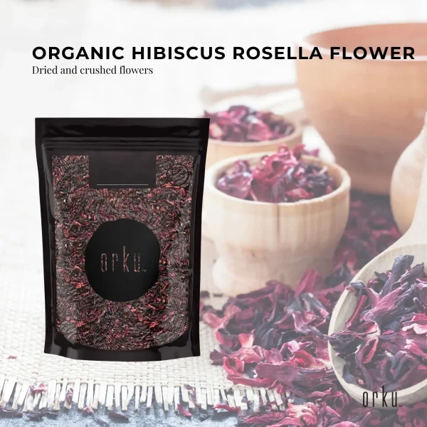 Orku 400g Organic Hibiscus Rosella Flower Crushed Dried Herbal Tea - Image 2