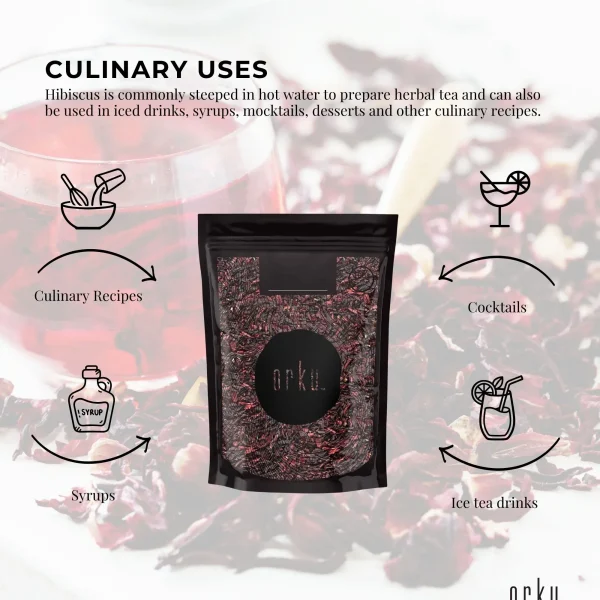 Orku 400g Organic Hibiscus Rosella Flower Crushed Dried Herbal Tea - Image 3