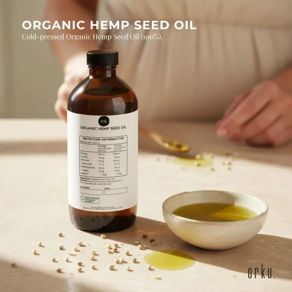 Orku 500ml Organic Hemp Seed Oil - Cold Pressed Food Grade Oils - Image 2