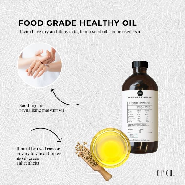 Orku 500ml Organic Hemp Seed Oil - Cold Pressed Food Grade Oils - Image 4