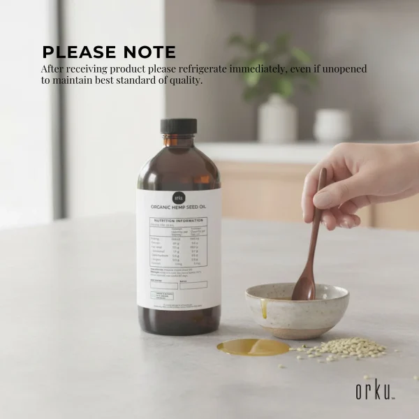 Orku 500ml Organic Hemp Seed Oil - Cold Pressed Food Grade Oils - Image 6