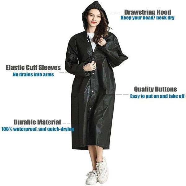 Waterproof Raincoat Jacket Mens Womens Long Hooded Rainwear Eva Rain Coat Au - Image 4
