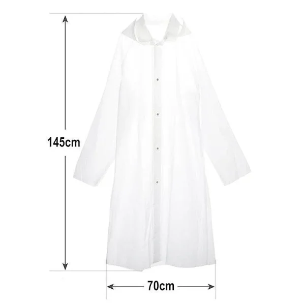 Eva Transparent Poncho Hooded Raincoat With Drawstrings Long-Sleeved Waterproof - Image 3