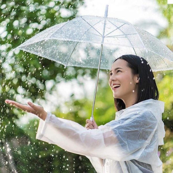 Eva Transparent Poncho Hooded Raincoat With Drawstrings Long-Sleeved Waterproof - Image 4