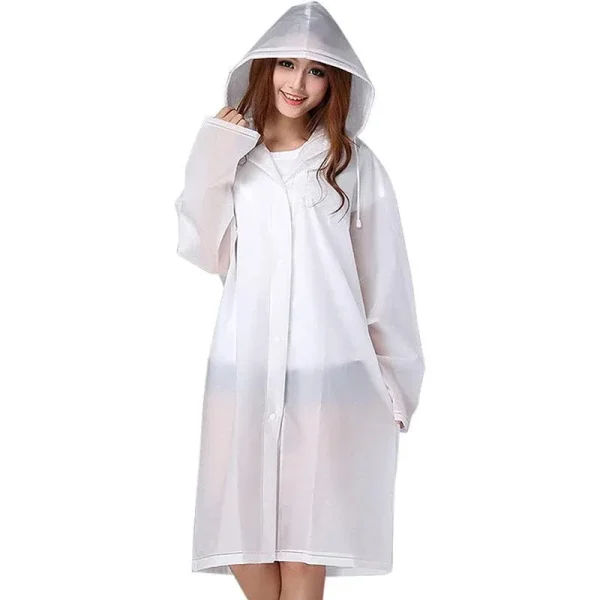 Eva Transparent Poncho Hooded Raincoat With Drawstrings Long-Sleeved Waterproof - Image 5