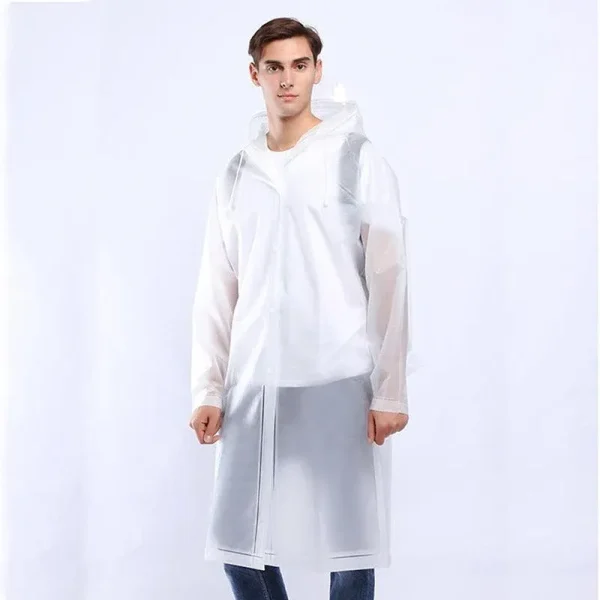 Eva Transparent Poncho Hooded Raincoat With Drawstrings Long-Sleeved Waterproof - Image 11
