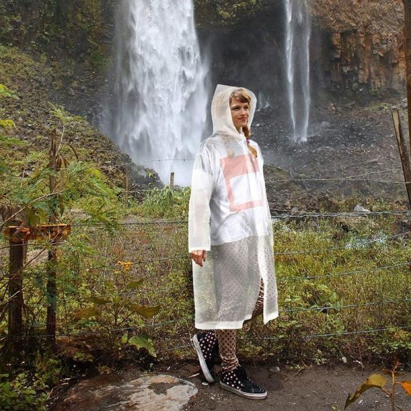 Eva Transparent Poncho Hooded Raincoat With Drawstrings Long-Sleeved Waterproof - Image 12