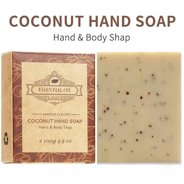 2PCS Seaweed Scrub Body Soap Bar with Granules Exfoliating Bath Cleanser Gift - Coconut-2PCS - Image 12