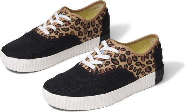 TOMS Cordones Indio black and leopard-print sneakers
