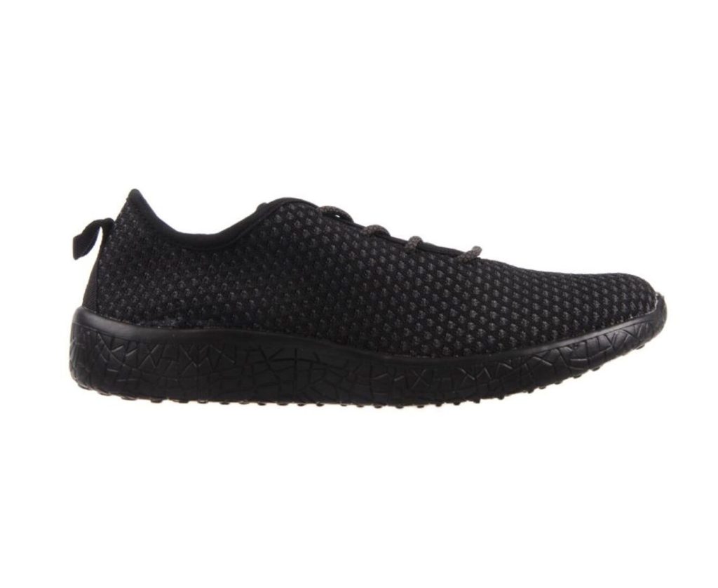 Aerosport Impress women's black knit mesh sneaker, side view