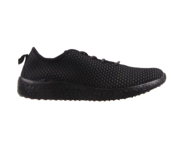 Aerosport Impress women's black knit mesh sneaker, side view