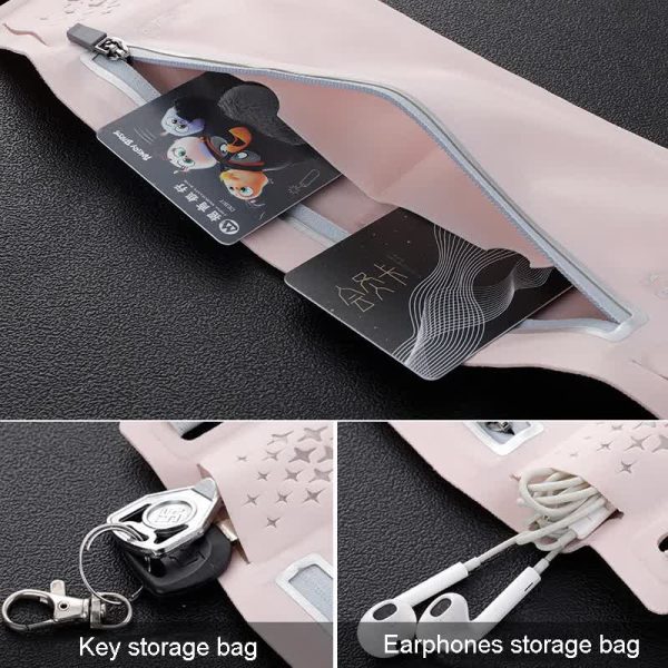 2 Pcs Light Green Lightweight Women's Running Waist Bag - Splash-Proof Fitness Belt with Stretchable Phone Storage - Image 4