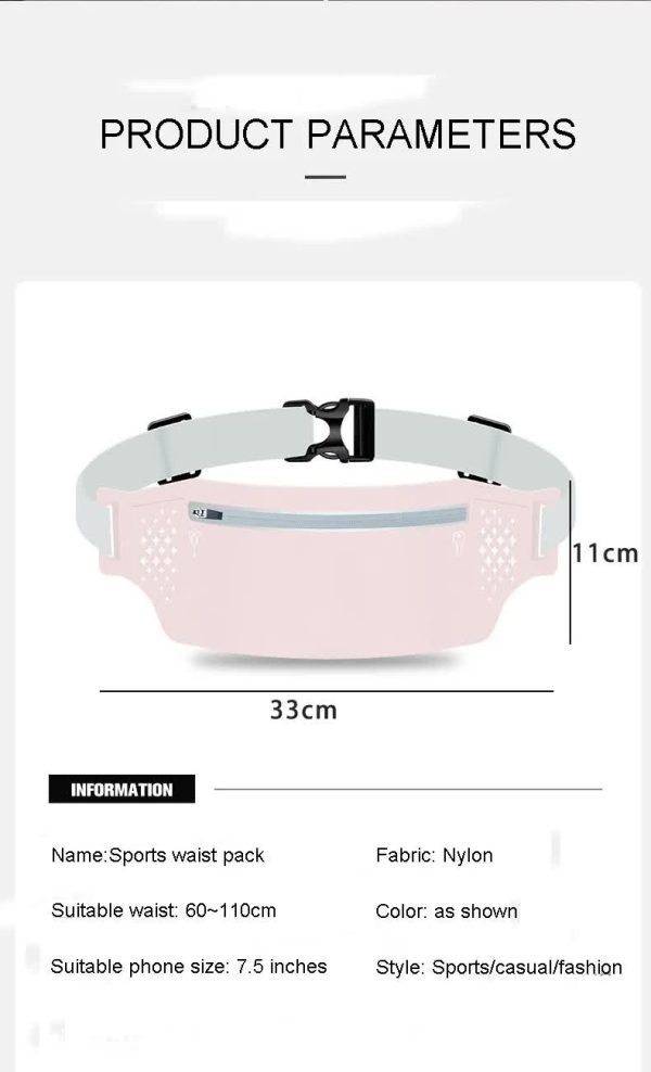 2 Pcs Light Green Lightweight Women's Running Waist Bag - Splash-Proof Fitness Belt with Stretchable Phone Storage - Image 5