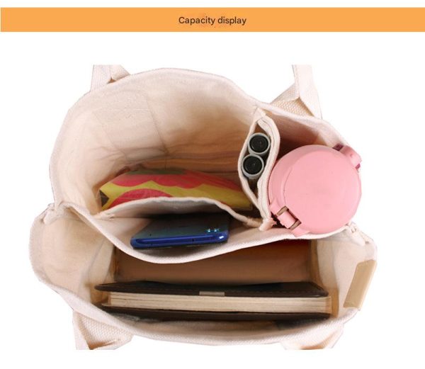 Pink Canvas Lunch Tote Bag - Stylish Handbag with Multiple Compartments for Women - Image 2