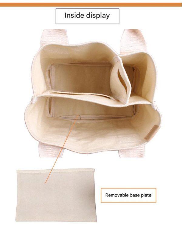 Pink Canvas Lunch Tote Bag - Stylish Handbag with Multiple Compartments for Women - Image 4