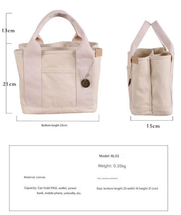 Pink Canvas Lunch Tote Bag - Stylish Handbag with Multiple Compartments for Women - Image 5
