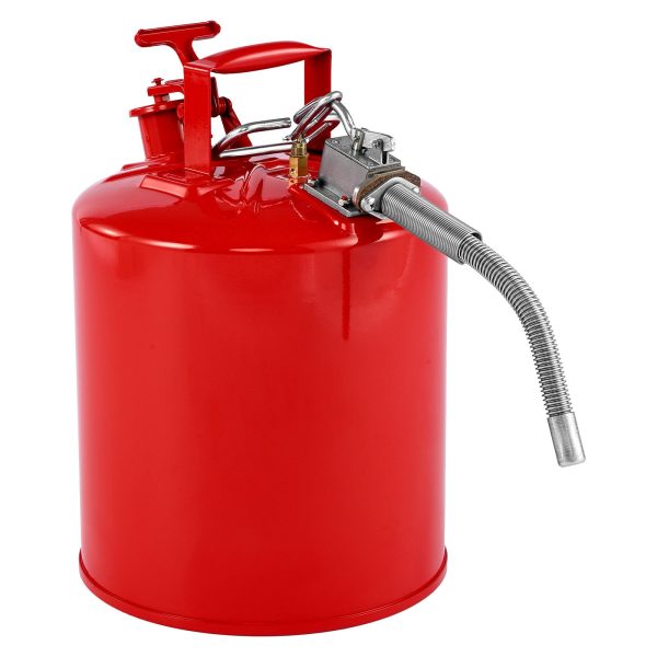 Safety Gas Can, 19 L Type II Red Safety Can for Gasoline with Stainless Steel Flame Arrester, Self-Closing Lid, and Flexible Metal Spout, Carbon Steel Flammable Storage with Ergonomic Handle - Image 9