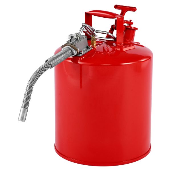 Safety Gas Can, 19 L Type II Red Safety Can for Gasoline with Stainless Steel Flame Arrester, Self-Closing Lid, and Flexible Metal Spout, Carbon Steel Flammable Storage with Ergonomic Handle - Image 11