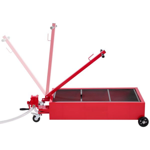 Low Profile Oil Drain Pan, 75.7 L Capacity, Rolling Oil Drain Pan with Manual Pump, 2.2 m Hose & T Folding Handle, Leak-proof & Corrosion-resistant, Fit for Cars, SUVs, Trucks, ATVs, Red - Image 10