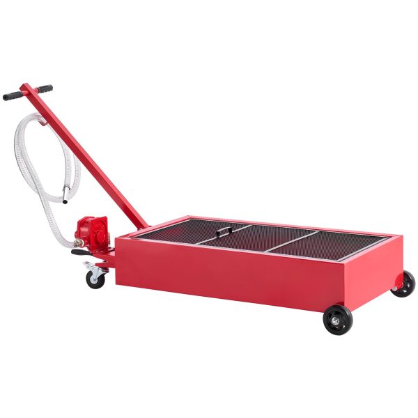 Low Profile Oil Drain Pan, 75.7 L Capacity, Rolling Oil Drain Pan with Manual Pump, 2.2 m Hose & T Folding Handle, Leak-proof & Corrosion-resistant, Fit for Cars, SUVs, Trucks, ATVs, Red - Image 11
