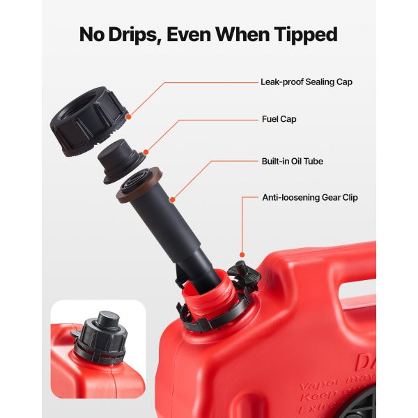 Fuel Container, 10 L, Gas Can with Spout and Lockable Bracket, 15 L/min Max Flow Rate, Secure & Leak-proof, Portable Flat Fluid Container for Most Cars Motorcycle ATV UTV, Red - Image 3