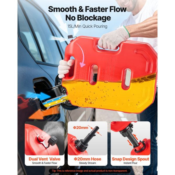Fuel Container, 10 L, Gas Can with Spout and Lockable Bracket, 15 L/min Max Flow Rate, Secure & Leak-proof, Portable Flat Fluid Container for Most Cars Motorcycle ATV UTV, Red - Image 4